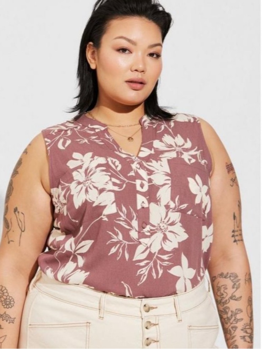 NEW! Torrid Plus Size 0 Harper Washable Gauze Sleeveless Pullover Blouse